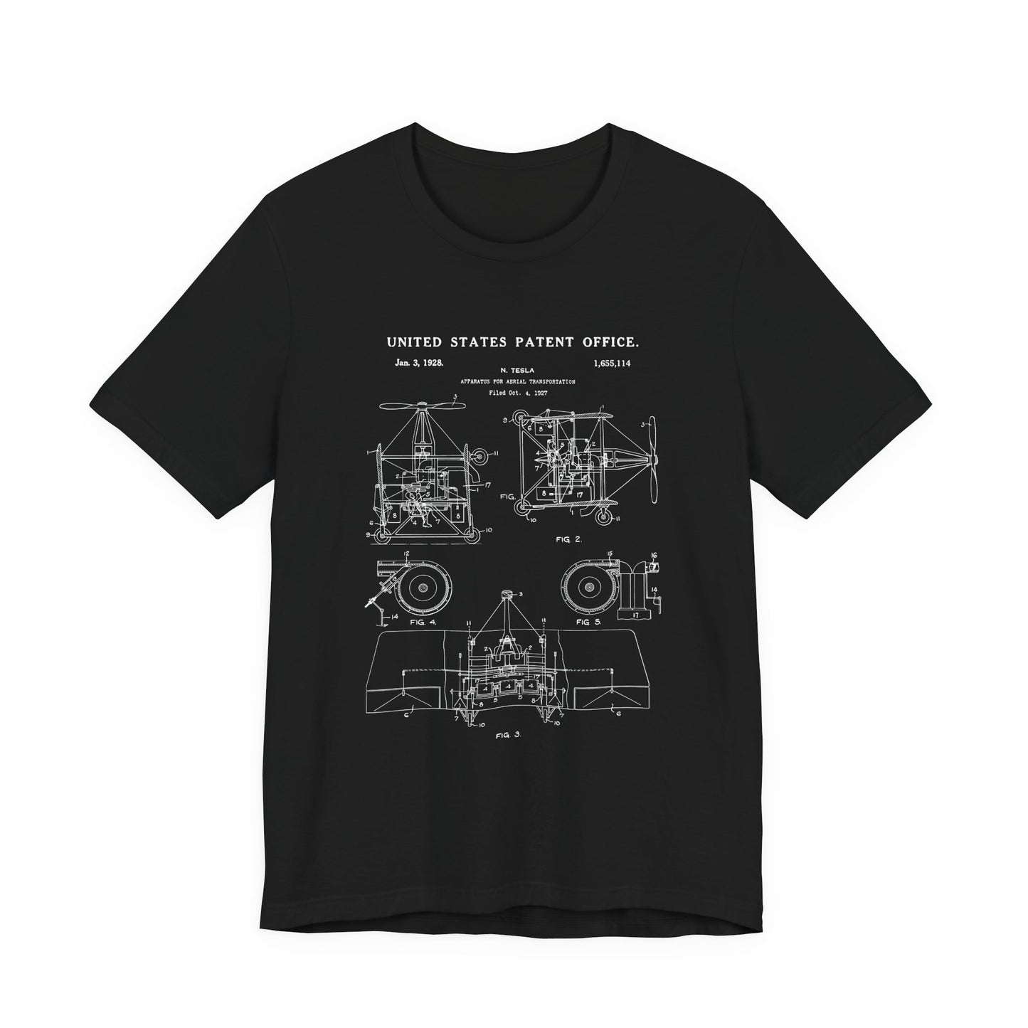 Nikola tesla Patent Aerial Transportation T-Shirt