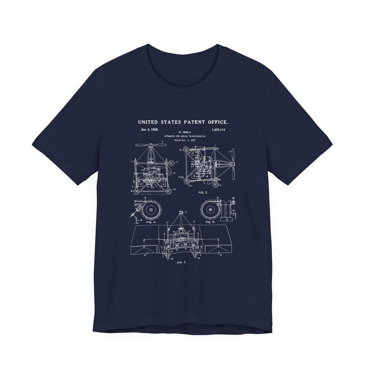 Nikola tesla Patent Aerial Transportation T-Shirt