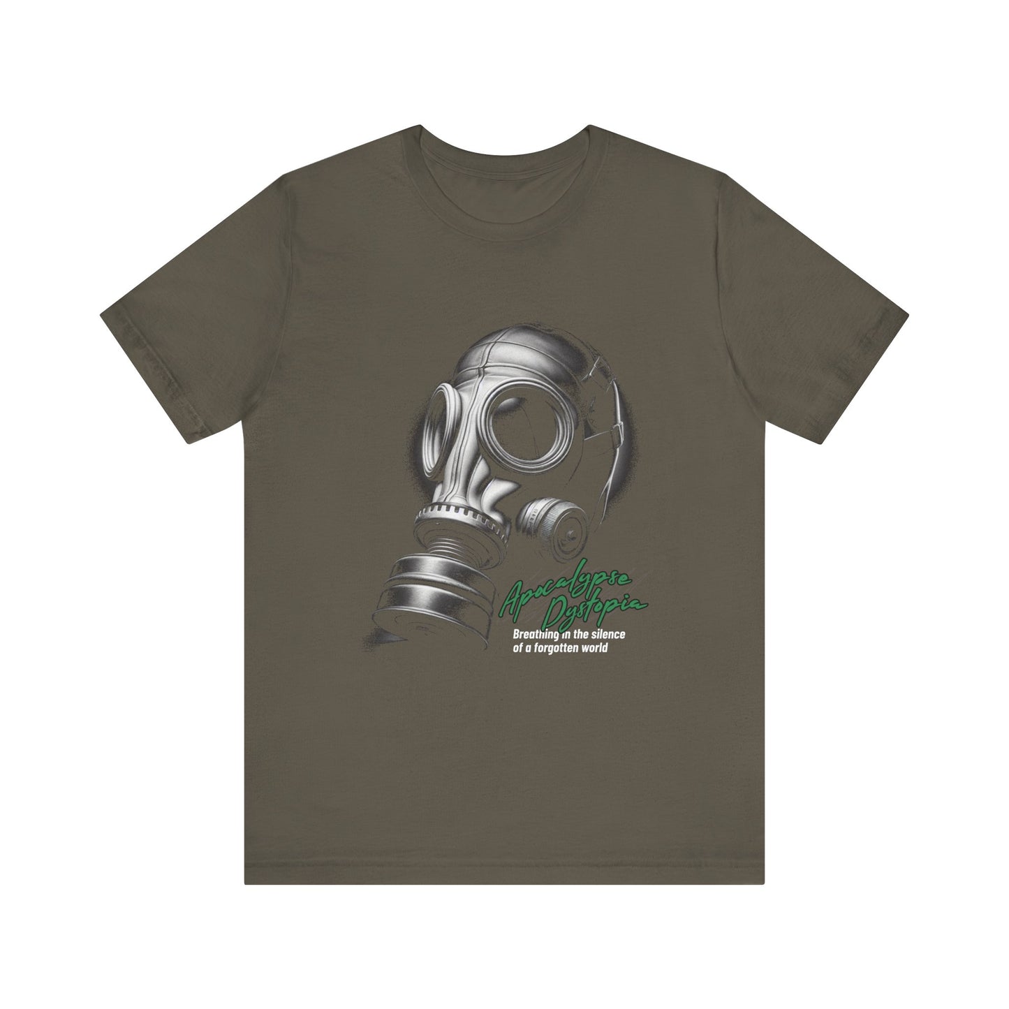 Gas mask breathing in the silence  of a forgotten T-Shirt