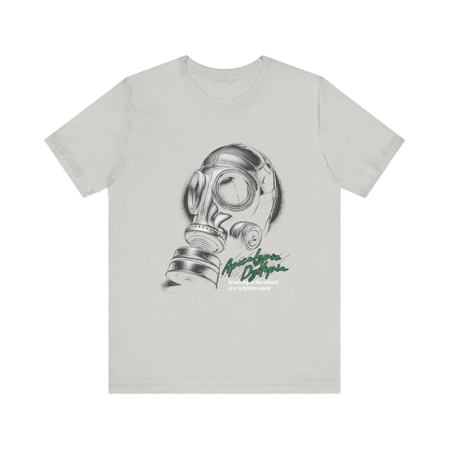 Gas mask breathing in the silence  of a forgotten T-Shirt
