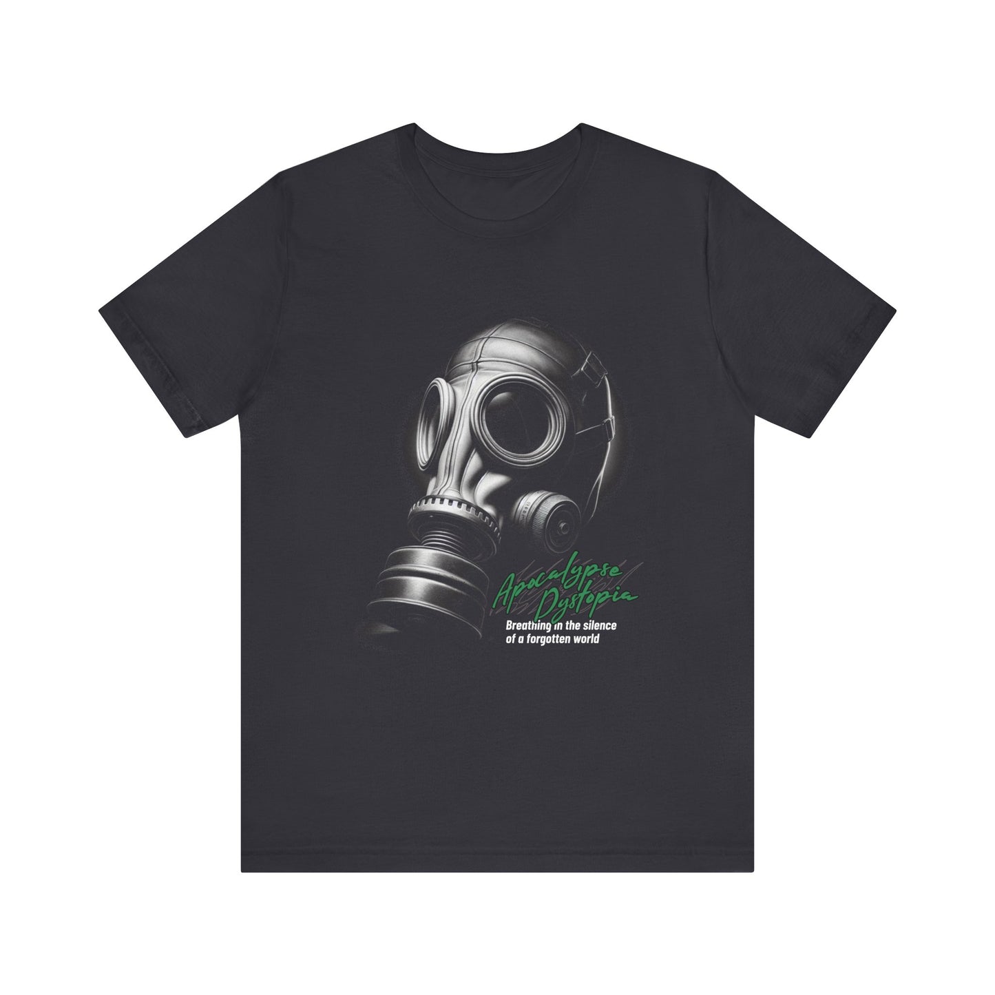 Gas mask breathing in the silence  of a forgotten T-Shirt