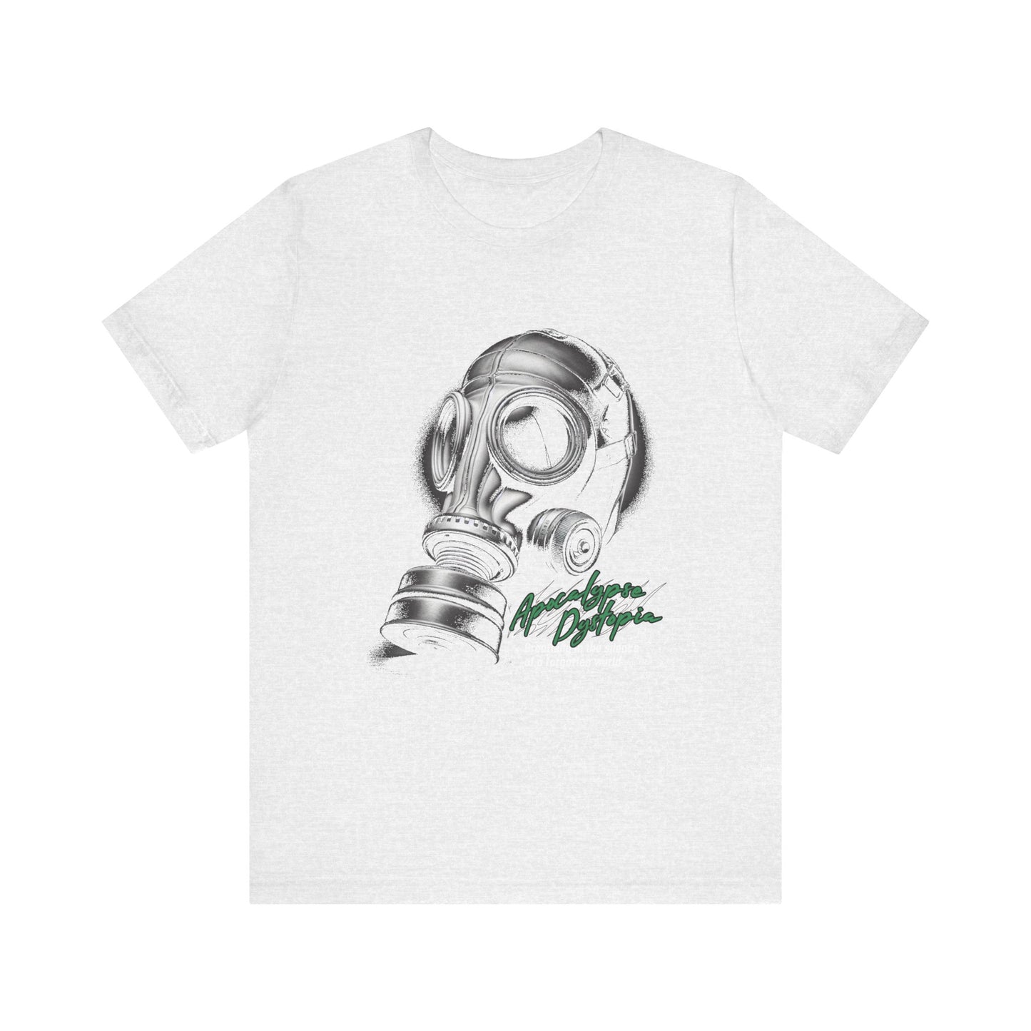 Gas mask breathing in the silence  of a forgotten T-Shirt