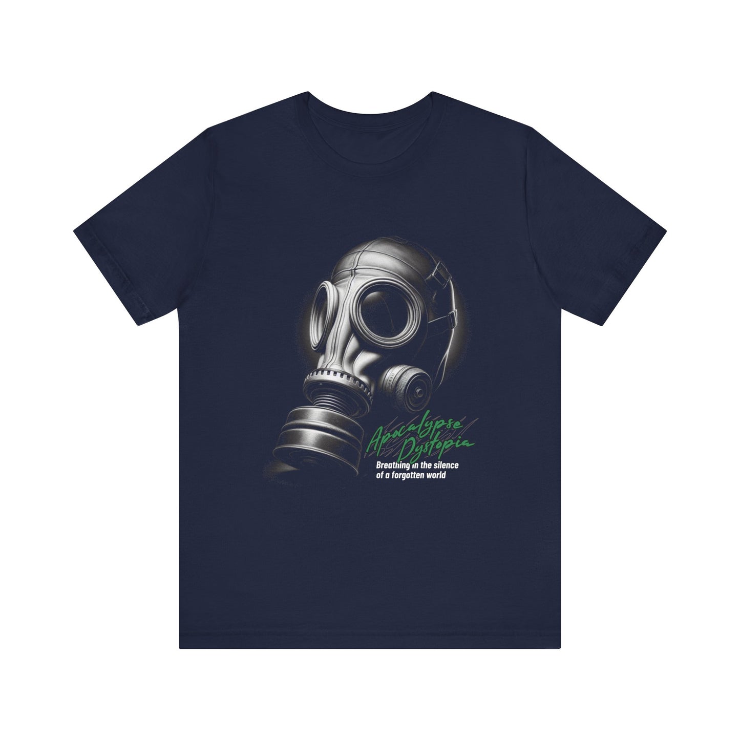 Gas mask breathing in the silence  of a forgotten T-Shirt
