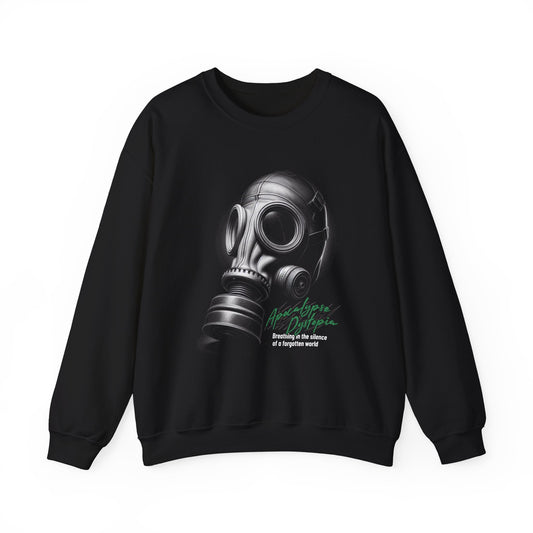 Gas mask breathing in the silence  of a forgotten Sweatshirt