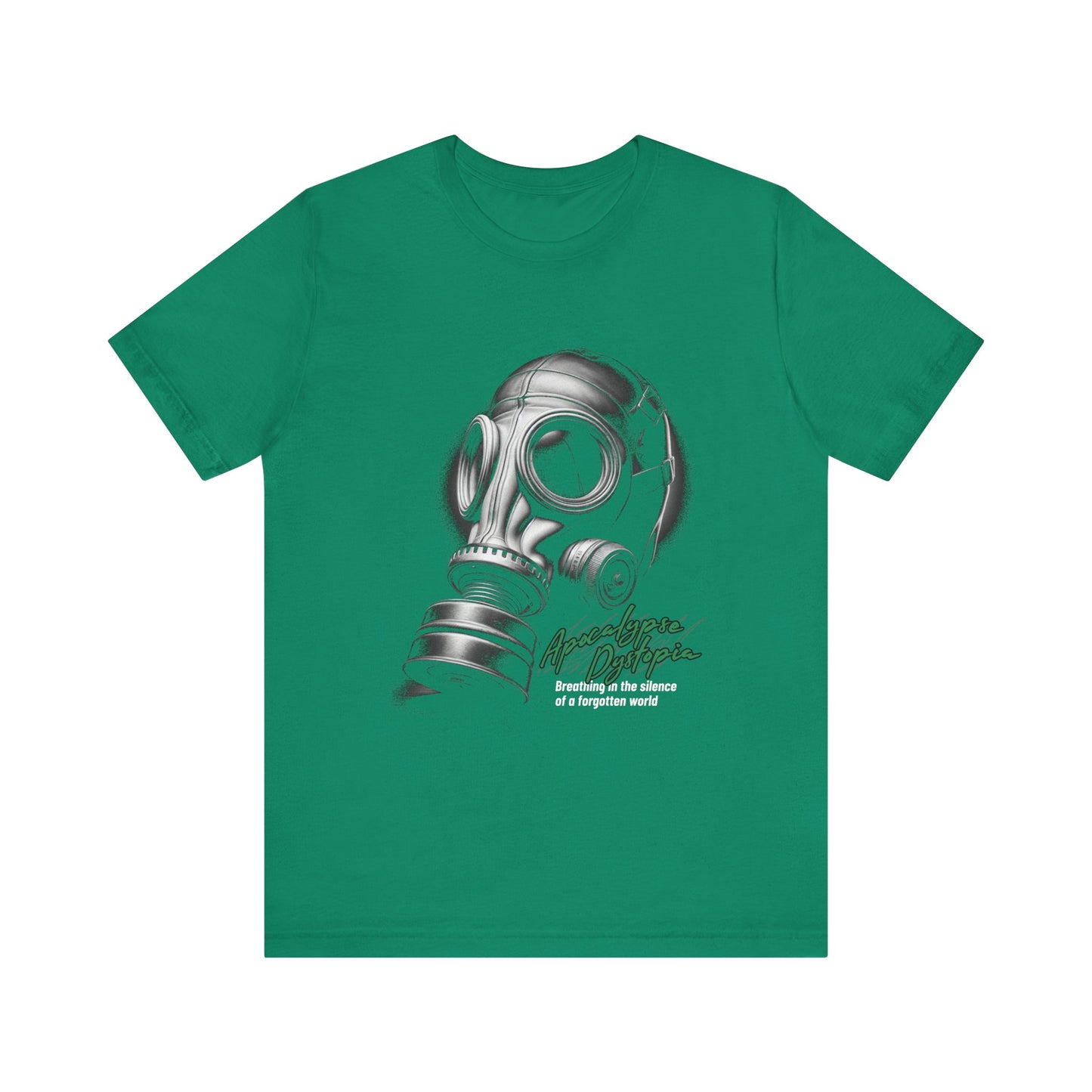 Gas mask breathing in the silence  of a forgotten T-Shirt