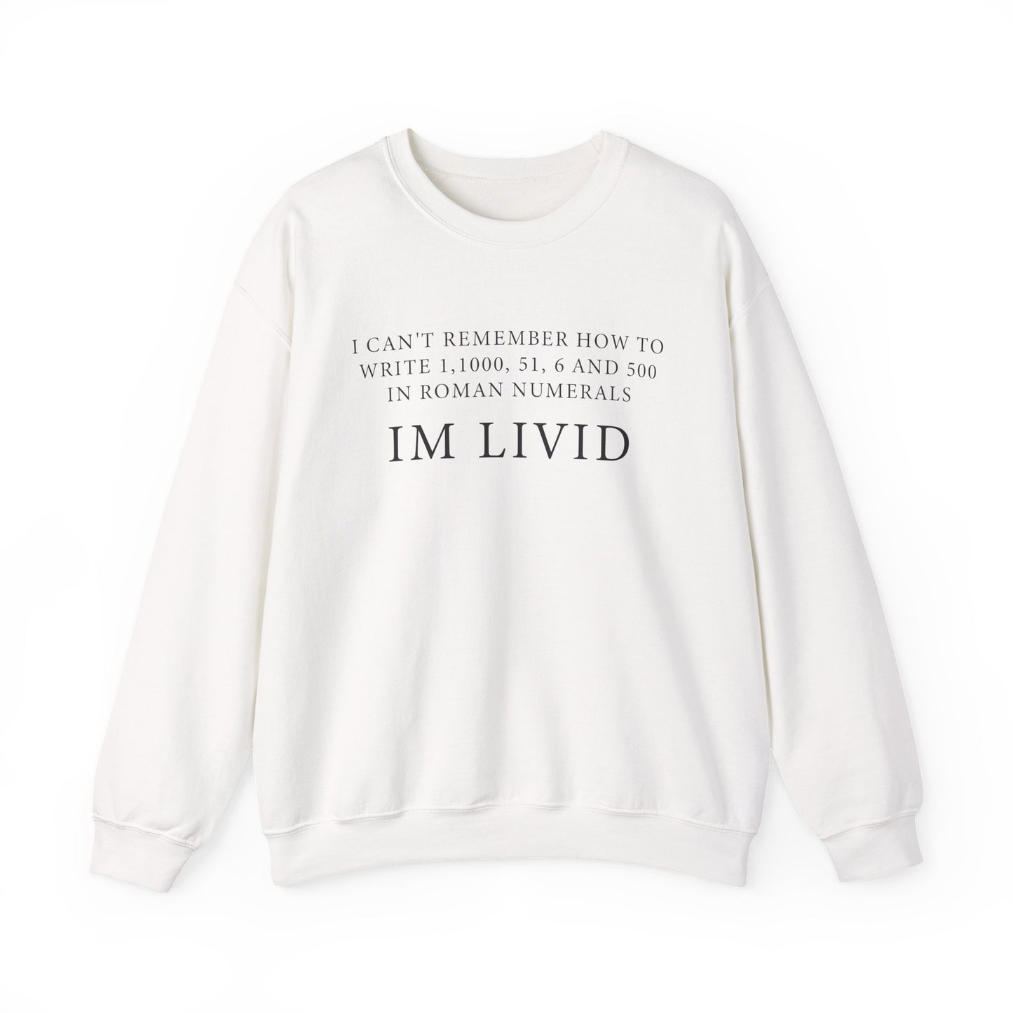 Roman Numerals I’m Livid Sweatshirts