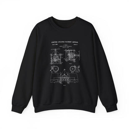 Nikola tesla Patent Aerial Transportation Sweatshirt