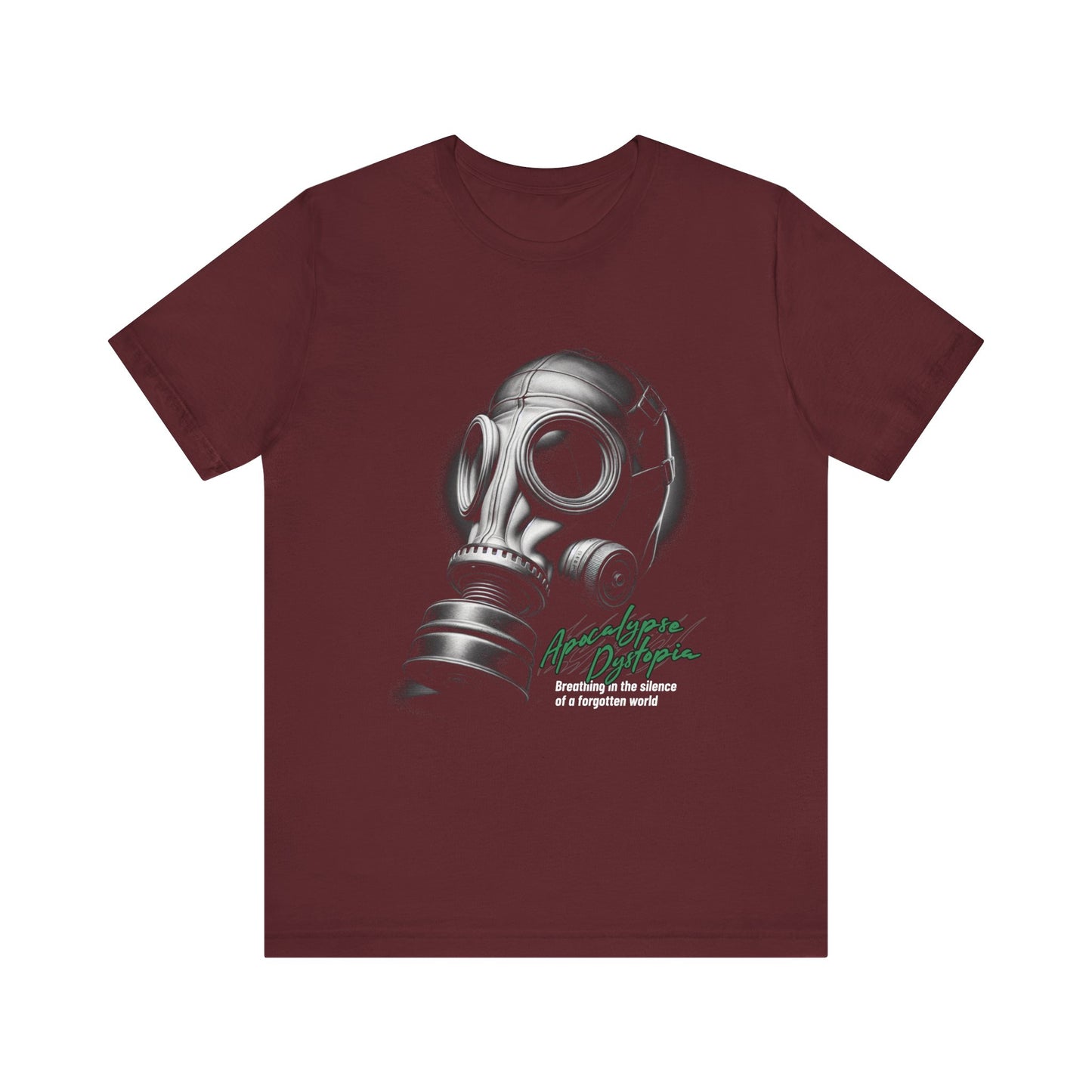 Gas mask breathing in the silence  of a forgotten T-Shirt