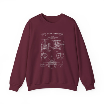 Nikola tesla Patent Aerial Transportation Sweatshirt